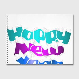 Альбом для рисования с принтом счастливого нового года надпись в Новосибирске, 100% бумага
 | матовая бумага, плотность 200 мг. | заснеженная фраза | иностранная | надпись | новый год | пожелание | праздник | простая