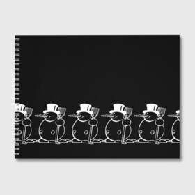 Альбом для рисования с принтом Снеговик на черном фоне в Новосибирске, 100% бумага
 | матовая бумага, плотность 200 мг. | Тематика изображения на принте: snowman | зима | минимализм | новый год | снеговик
