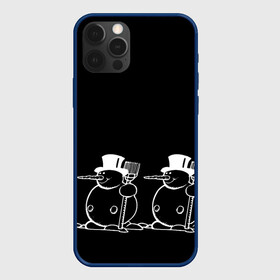 Чехол для iPhone 12 Pro Max с принтом Снеговик на черном фоне в Новосибирске, Силикон |  | snowman | зима | минимализм | новый год | снеговик