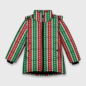 Зимняя куртка для девочек 3D с принтом Knitted Pattern в Новосибирске, ткань верха — 100% полиэстер; подклад — 100% полиэстер, утеплитель — 100% полиэстер. | длина ниже бедра, удлиненная спинка, воротник стойка и отстегивающийся капюшон. Есть боковые карманы с листочкой на кнопках, утяжки по низу изделия и внутренний карман на молнии. 

Предусмотрены светоотражающий принт на спинке, радужный светоотражающий элемент на пуллере молнии и на резинке для утяжки. | christmas | knitted pattern | new year | pattern | texture | вязаный узор | новый год | паттерн | рождество | текстура | узор