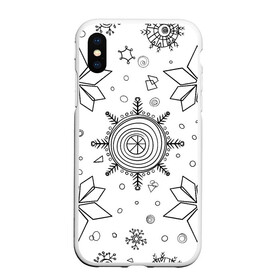 Чехол для iPhone XS Max матовый с принтом Паттерн из простых чёрных снежинок в Новосибирске, Силикон | Область печати: задняя сторона чехла, без боковых панелей | бесшовный | графика | зима | зимний | зимний паттерн | карандашом | паттерн | простые снежинки | снег | снегопад | снежинка | снежинки | чёрные снежинки | чёрный карандаж