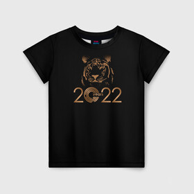 Детская футболка 3D с принтом 2022 Tiger Bronze Theme в Новосибирске, 100% гипоаллергенный полиэфир | прямой крой, круглый вырез горловины, длина до линии бедер, чуть спущенное плечо, ткань немного тянется | 2022 | год тигра | нг | новый год | подарки на новый год | праздник | рождество | тигр