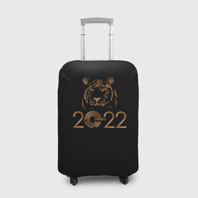 Чехол для чемодана 3D с принтом 2022 Tiger Bronze Theme в Новосибирске, 86% полиэфир, 14% спандекс | двустороннее нанесение принта, прорези для ручек и колес | 2022 | год тигра | нг | новый год | подарки на новый год | праздник | рождество | тигр