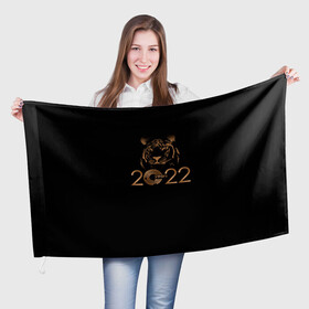 Флаг 3D с принтом 2022 Tiger Bronze Theme в Новосибирске, 100% полиэстер | плотность ткани — 95 г/м2, размер — 67 х 109 см. Принт наносится с одной стороны | 2022 | год тигра | нг | новый год | подарки на новый год | праздник | рождество | тигр