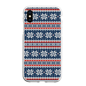 Чехол для iPhone XS Max матовый с принтом Knitted Christmas Pattern в Новосибирске, Силикон | Область печати: задняя сторона чехла, без боковых панелей | christmas | holiday | knitted pattern | new year | pattern | snowflakes | texture | вязаный узор | новый год | праздник | рождество | снежинки | текстура | узор