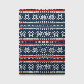 Обложка для автодокументов с принтом Knitted Christmas Pattern в Новосибирске, натуральная кожа |  размер 19,9*13 см; внутри 4 больших “конверта” для документов и один маленький отдел — туда идеально встанут права | Тематика изображения на принте: christmas | holiday | knitted pattern | new year | pattern | snowflakes | texture | вязаный узор | новый год | праздник | рождество | снежинки | текстура | узор