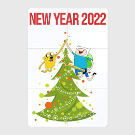 Магнитный плакат 2Х3 с принтом Adventure Time 2022 Happy New Year в Новосибирске, Полимерный материал с магнитным слоем | 6 деталей размером 9*9 см | 2022 | adventure time | animation | new year | время приключений | новый год 2022