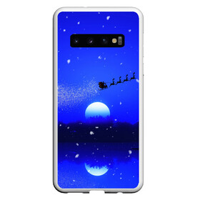 Чехол для Samsung Galaxy S10 с принтом НОВОГОДНЯЯ НОЧЬ 2022 | NIGHT SANTA CLAUS в Новосибирске, Силикон | Область печати: задняя сторона чехла, без боковых панелей | 2022 | beast | merry christmas | new year | red bow | santa hat | snow | tiger | winter | winter is coming | year of the tiger | год тигра | дед мороз | животные | звери | зверь | зима | зима 2022 | зима близко | новог | новогодни