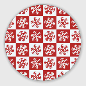 Круглый коврик для мышки с принтом Шахматные Снежинки в Новосибирске, резина и полиэстер | круглая форма, изображение наносится на всю лицевую часть | зима | новогоднее настроение | новый год | снежинки | шахматные снежинки | шахматы