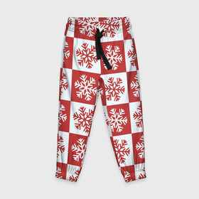 Детские брюки 3D с принтом Шахматные Снежинки в Новосибирске, 100% полиэстер | манжеты по низу, эластичный пояс регулируется шнурком, по бокам два кармана без застежек, внутренняя часть кармана из мелкой сетки | Тематика изображения на принте: зима | новогоднее настроение | новый год | снежинки | шахматные снежинки | шахматы