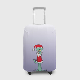 Чехол для чемодана 3D с принтом Дед Сквиди Санта мороз в Новосибирске, 86% полиэфир, 14% спандекс | двустороннее нанесение принта, прорези для ручек и колес | дед мороз | микс образов | мультфильм | настроение | оссьминог | персонаж | праздник | санта клаус | сквидвард | старикашка | сухой старик | шапка санты