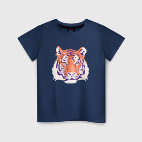 Детская футболка хлопок с принтом Тигра оранжевый в Новосибирске, 100% хлопок | круглый вырез горловины, полуприлегающий силуэт, длина до линии бедер | 2022 | blue water tiger | год тигра | дедмороз | ёлка | кошка | новыйгод | полосатый год | синий тигр | тигриный новый год | черный тигра