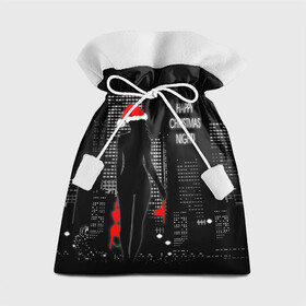 Подарочный 3D мешок с принтом Happy Christmas Night в Новосибирске, 100% полиэстер | Размер: 29*39 см | christmas | happy christmas night | naked snow maiden | new year | night city | silhouette | новый год | ночной город | рождество | силуэт