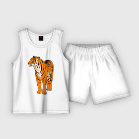 Детская пижама с шортами хлопок с принтом Гордый независимый тигр в Новосибирске,  |  | eyes | paws | skin | tail | tiger | глаза | лапы | тигр | хвост