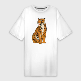 Платье-футболка хлопок с принтом Дерзкая независимая тигрица в Новосибирске,  |  | eyes | paws | skin | tail | tiger | tigress | глаза | лапы | тигр | тигрица | хвост