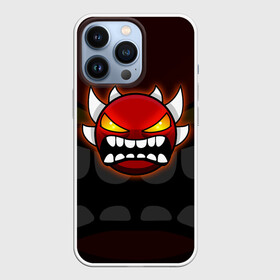 Чехол для iPhone 13 Pro с принтом GEOMETRY DASH PURPLE DEMON FACE в Новосибирске,  |  | 2d | arcade | demon | game | geometry dash | meltdown | robtop | smile | аркада | геометрический тире | демон | раннер | смайлы | эмоции