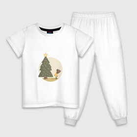 Детская пижама хлопок с принтом Звезда желаний в Новосибирске, 100% хлопок |  брюки и футболка прямого кроя, без карманов, на брюках мягкая резинка на поясе и по низу штанин
 | декабрь | дерево | елка | зима | новый год | праздник | празднование | рождество