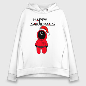 Женское худи Oversize хлопок с принтом HAPPY SQUIDMAS в Новосибирске, френч-терри — 70% хлопок, 30% полиэстер. Мягкий теплый начес внутри —100% хлопок | боковые карманы, эластичные манжеты и нижняя кромка, капюшон на магнитной кнопке | 2022 | happy squidmas | new year | new year squid game | squid game | squid games | игра в кальмара | игра кальмара | мемы игра в кал | новогодний игра в кальмара | новый год | новый год 2022 | охранник игра в кальмара