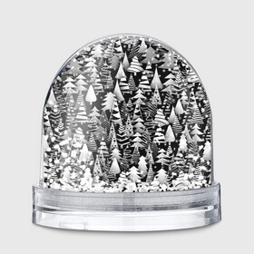 Игрушка Снежный шар с принтом Лес абстрактных ёлок в Новосибирске, Пластик | Изображение внутри шара печатается на глянцевой фотобумаге с двух сторон | абстракция | ёлка | ель | лес | новогодний | новый год | паттерн | рождество | снег | снежинки | чернобелый