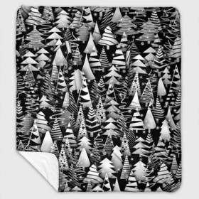 Плед с рукавами с принтом Лес абстрактных ёлок в Новосибирске, 100% полиэстер | Закругленные углы, все края обработаны. Ткань не мнется и не растягивается. Размер 170*145 | абстракция | ёлка | ель | лес | новогодний | новый год | паттерн | рождество | снег | снежинки | чернобелый
