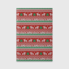 Обложка для паспорта матовая кожа с принтом Deer Christmas Pattern в Новосибирске, натуральная матовая кожа | размер 19,3 х 13,7 см; прозрачные пластиковые крепления | Тематика изображения на принте: background | christmas | christmas pattern | deer | herringbone | holiday | knitted pattern | new year | pattern | texture | tree | вязаный узор | елка | елочка | новогодний узор | новый год | олени | паттерн | праздник | рождество | текстура | узор | фон