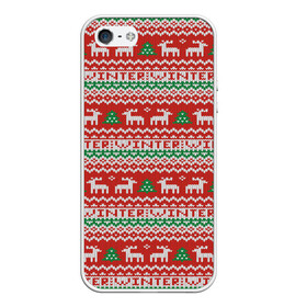 Чехол для iPhone 5/5S матовый с принтом Deer Christmas Pattern в Новосибирске, Силикон | Область печати: задняя сторона чехла, без боковых панелей | Тематика изображения на принте: background | christmas | christmas pattern | deer | herringbone | holiday | knitted pattern | new year | pattern | texture | tree | вязаный узор | елка | елочка | новогодний узор | новый год | олени | паттерн | праздник | рождество | текстура | узор | фон