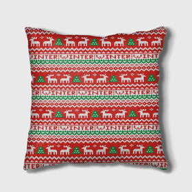 Подушка 3D с принтом Deer Christmas Pattern в Новосибирске, наволочка – 100% полиэстер, наполнитель – холлофайбер (легкий наполнитель, не вызывает аллергию). | состоит из подушки и наволочки. Наволочка на молнии, легко снимается для стирки | background | christmas | christmas pattern | deer | herringbone | holiday | knitted pattern | new year | pattern | texture | tree | вязаный узор | елка | елочка | новогодний узор | новый год | олени | паттерн | праздник | рождество | текстура | узор | фон