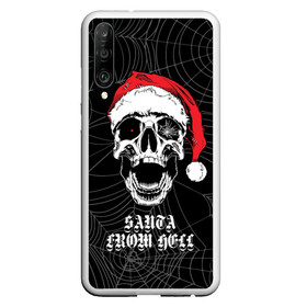 Чехол для Honor P30 с принтом Santa Сlaus from hell в Новосибирске, Силикон | Область печати: задняя сторона чехла, без боковых панелей | Тематика изображения на принте: christmas | new year | red cap | santa claus | santa from hell | skull | spider web | дед мороз | красный колпак | новый год | паутина | рождество | санта из ада | санта клаус | череп