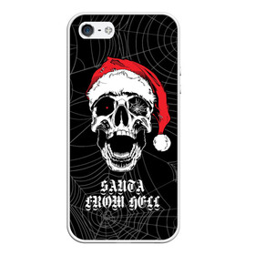 Чехол для iPhone 5/5S матовый с принтом Santa Сlaus from hell в Новосибирске, Силикон | Область печати: задняя сторона чехла, без боковых панелей | christmas | new year | red cap | santa claus | santa from hell | skull | spider web | дед мороз | красный колпак | новый год | паутина | рождество | санта из ада | санта клаус | череп