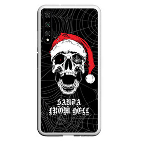 Чехол для Honor 20 с принтом Santa Сlaus from hell в Новосибирске, Силикон | Область печати: задняя сторона чехла, без боковых панелей | Тематика изображения на принте: christmas | new year | red cap | santa claus | santa from hell | skull | spider web | дед мороз | красный колпак | новый год | паутина | рождество | санта из ада | санта клаус | череп