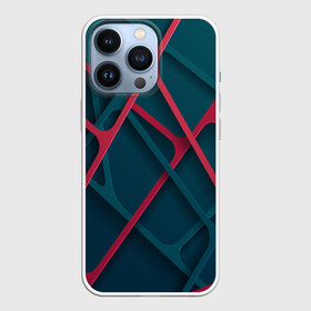 Чехол для iPhone 13 Pro с принтом Серо красные нити в Новосибирске,  |  | абстракция | линии | нити | паутина | пересечение