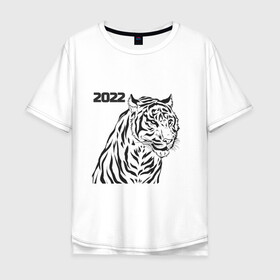 Мужская футболка хлопок Oversize с принтом ТиГрРрА в Новосибирске, 100% хлопок | свободный крой, круглый ворот, “спинка” длиннее передней части | 2022 | зима | кот | новый год | тигр