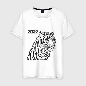 Мужская футболка хлопок с принтом ТиГрРрА в Новосибирске, 100% хлопок | прямой крой, круглый вырез горловины, длина до линии бедер, слегка спущенное плечо. | 2022 | зима | кот | новый год | тигр