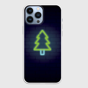 Чехол для iPhone 13 Pro Max с принтом неоновая елка с новым годом в Новосибирске,  |  | happy new year | neon | елка | неон | фон стены