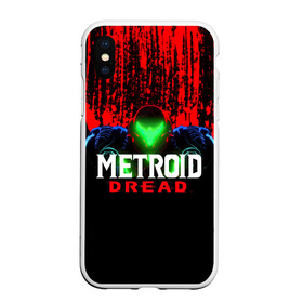 Чехол для iPhone XS Max матовый с принтом Metroid Dread Самус Аран и потеки крови в Новосибирске, Силикон | Область печати: задняя сторона чехла, без боковых панелей | aran | dread | mercurysteam | metroid | nintendo | samus | samus aran | самус аран