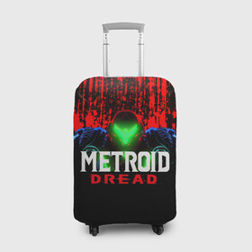 Чехол для чемодана 3D с принтом Metroid Dread Самус Аран и потеки крови в Новосибирске, 86% полиэфир, 14% спандекс | двустороннее нанесение принта, прорези для ручек и колес | aran | dread | mercurysteam | metroid | nintendo | samus | samus aran | самус аран