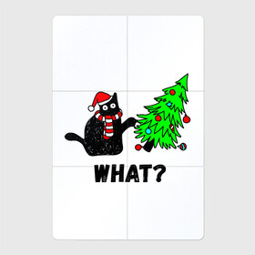 Магнитный плакат 2Х3 с принтом Кот роняет елку в Новосибирске, Полимерный материал с магнитным слоем | 6 деталей размером 9*9 см | what | ель елка | кот | кот и елка | кот роняет елку | котейка | котик | котофей | кошка | новый год | рождество | что | шапка деда мороза