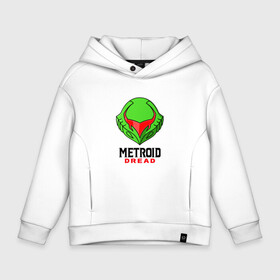 Детское худи Oversize хлопок с принтом Green Robo | Metroid Dread в Новосибирске, френч-терри — 70% хлопок, 30% полиэстер. Мягкий теплый начес внутри —100% хлопок | боковые карманы, эластичные манжеты и нижняя кромка, капюшон на магнитной кнопке | Тематика изображения на принте: game | logo | mercurysteam | metroid dread | metroid fusion | игра | компьютерная игра | лого | логотип | метроид дреад | мэтройдо дореддо | эмблема