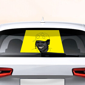 Наклейка на авто - для заднего стекла с принтом Yellow ASAP в Новосибирске, ПВХ | Точные размеры наклейки зависят от выбранного изображения (ширина не больше 75 мм, высота не больше 45 мм) | asap rocky | hip hop | rap | rep | асап роки | исполнители | исполнитель | музыка | реп