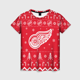 Женская футболка 3D с принтом Детройт Ред Уингз Новогодний в Новосибирске, 100% полиэфир ( синтетическое хлопкоподобное полотно) | прямой крой, круглый вырез горловины, длина до линии бедер | Тематика изображения на принте: 2021 | 2022 | christmas | detroit | detroit red wings | hockey | merry christmas | new year | nhl | red wings | snow | usa | winter | детройд | детройт | детройт ред уингз | зима | нов | новогодняя | новый год | нхл | ред уингз | рождество 