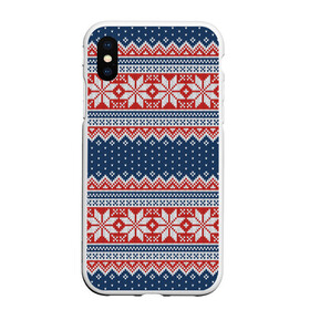 Чехол для iPhone XS Max матовый с принтом Knitted Pattern в Новосибирске, Силикон | Область печати: задняя сторона чехла, без боковых панелей | background | christmas | holiday | knitted pattern | new year | pattern | snowflakes | texture | вязаный узор | новый год | паттерн | праздник | рождество | снежинки | текстура | узор | фон