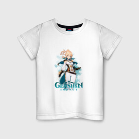 Детская футболка хлопок с принтом Джинн Jean Genshin Impact в Новосибирске, 100% хлопок | круглый вырез горловины, полуприлегающий силуэт, длина до линии бедер | anemo | genshin impact | jean | анемо | аниме | геншин импакт | геншин удар | джинн | джинн гуннхильдр | ордо фавониус