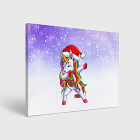 Холст прямоугольный с принтом Xmas Unicorn Dabbing   Рождественский Единорог Даб в Новосибирске, 100% ПВХ |  | Тематика изображения на принте: christmas | dabbing | santa | unicorn | даббинг | дед мороз | единорог | зима | новый год | радуга | радужный | рождество | санта | снег | снежинка | юникорн