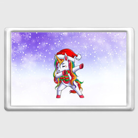 Магнит 45*70 с принтом Xmas Unicorn Dabbing   Рождественский Единорог Даб в Новосибирске, Пластик | Размер: 78*52 мм; Размер печати: 70*45 | christmas | dabbing | santa | unicorn | даббинг | дед мороз | единорог | зима | новый год | радуга | радужный | рождество | санта | снег | снежинка | юникорн