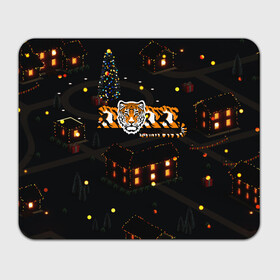 Прямоугольный коврик для мышки с принтом Ночной новогодний город 2022 год тигра в Новосибирске, натуральный каучук | размер 230 х 185 мм; запечатка лицевой стороны | 2022 | год тигра | новый год | новый год 2022 | символ года | тигр | тигренок | тигрица | тигры