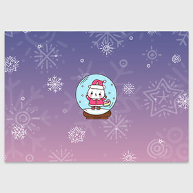 Поздравительная открытка с принтом Happy New Year 2022. Сat 3 в Новосибирске, 100% бумага | плотность бумаги 280 г/м2, матовая, на обратной стороне линовка и место для марки
 | 2022 | 22 | ball | cat | happy new year | holiday | new year | гирлянда | кот | котенок | новый год | праздник | рождество | шар