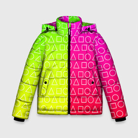 Зимняя куртка для мальчиков 3D с принтом Игра в кальмара (розовый+желтый) в Новосибирске, ткань верха — 100% полиэстер; подклад — 100% полиэстер, утеплитель — 100% полиэстер | длина ниже бедра, удлиненная спинка, воротник стойка и отстегивающийся капюшон. Есть боковые карманы с листочкой на кнопках, утяжки по низу изделия и внутренний карман на молнии. 

Предусмотрены светоотражающий принт на спинке, радужный светоотражающий элемент на пуллере молнии и на резинке для утяжки | Тематика изображения на принте: frankenstein dress | гра в кальмара | желтый | зеленый | игра | кальмар | квадрат | квадратик | красный | круг | кружок | половинчатый | розовый | треугольник | треугольничек