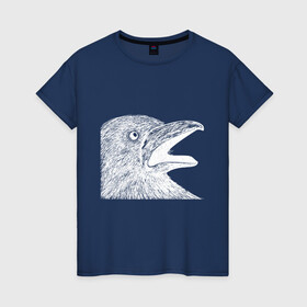 Женская футболка хлопок с принтом Крик белого ворона в Новосибирске, 100% хлопок | прямой крой, круглый вырез горловины, длина до линии бедер, слегка спущенное плечо | белая ворона | ворон | ворона | депрессия | злая птичка | птица | птичка | рисунок | ярость