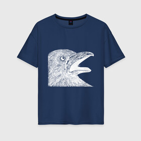 Женская футболка хлопок Oversize с принтом Крик белого ворона в Новосибирске, 100% хлопок | свободный крой, круглый ворот, спущенный рукав, длина до линии бедер
 | белая ворона | ворон | ворона | депрессия | злая птичка | птица | птичка | рисунок | ярость