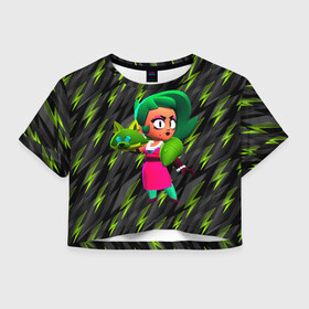 Женская футболка Crop-top 3D с принтом Lola brawlstars game в Новосибирске, 100% полиэстер | круглая горловина, длина футболки до линии талии, рукава с отворотами | brawl | brawl stars | brawlstars | lola | бравл | бравлстарс | лола | лоли | разрушитель